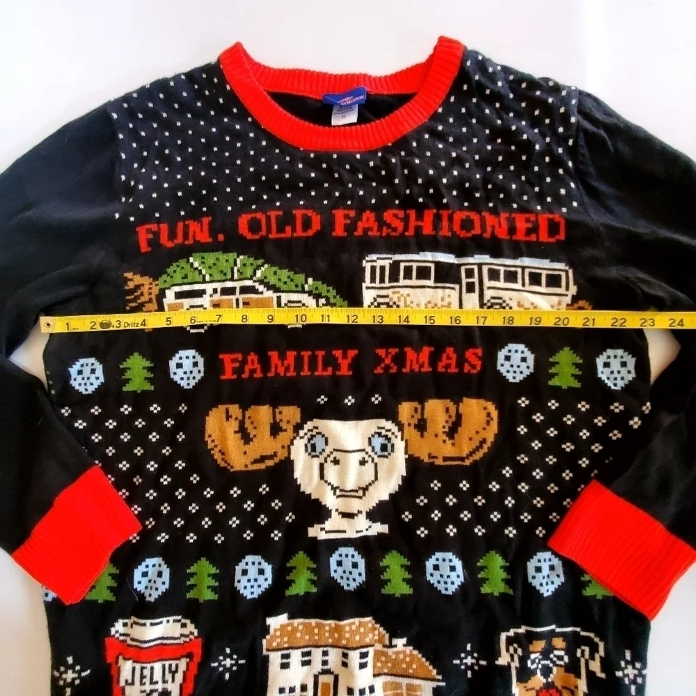 7478 * National Lampoon's Christmas Vacation Sweater Black Red Size XL - Picture 7 of 9